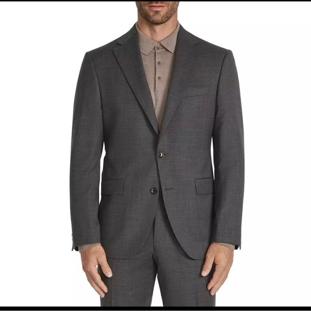 NWOT Jack Victor Esprit Gray CT Micro Pattern Super 100’s Wool Jacket Sz 38R